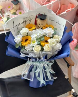 Sunflower Soap Bouquet with Bear
